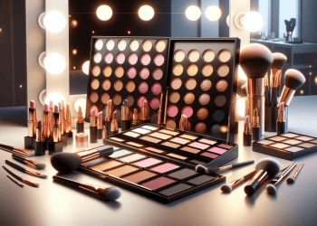 Create a high-resolution image of an ultimate guide to cream makeup palettes. Showcase a variety of luxurious, professional-grade cream makeup palettes with an array of vibrant and versatile shades ne
